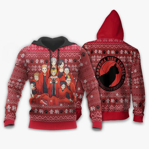 Divesart - Nekoma High Ugly Christmas Sweater and Hoodie Haikyuu Anime Xmas Shirt